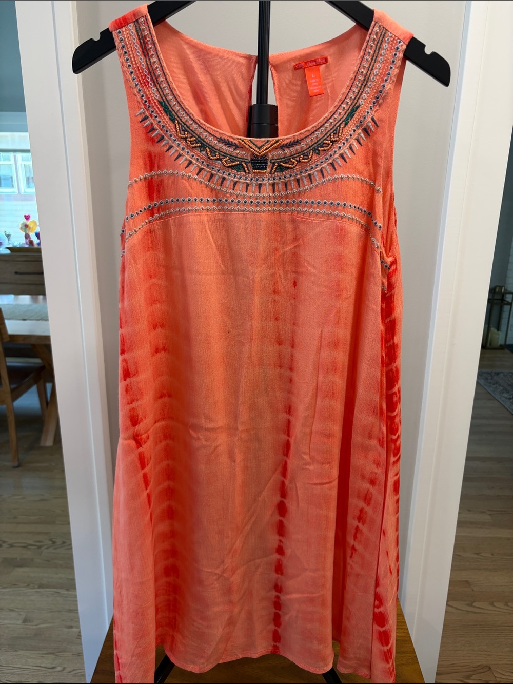 Chelsea & Violet Coral Embellished Sleeveless Shift Dress